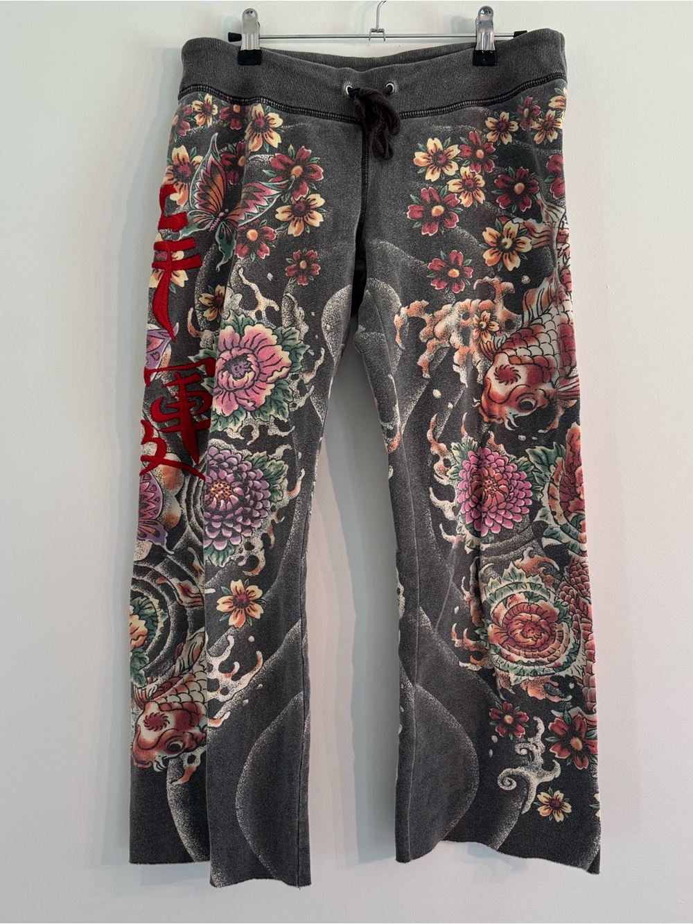 Vintage Y2K Lucky Brand Capri Sweatpants Asian Koi Fish Graphic Size S